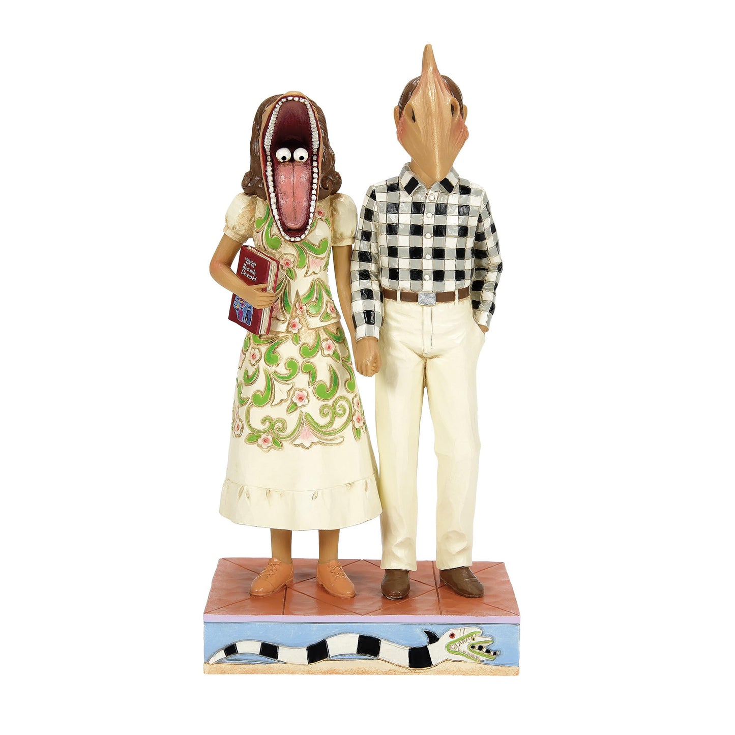Enesco Beetlejuice by Jim Shore Adam and Barbara Maitland Scary Masks Figurine- Resin Hand Painted Crafted Collectible Beetlejuice Figurines Halloween Home Decor Statue, 7.68 Inch