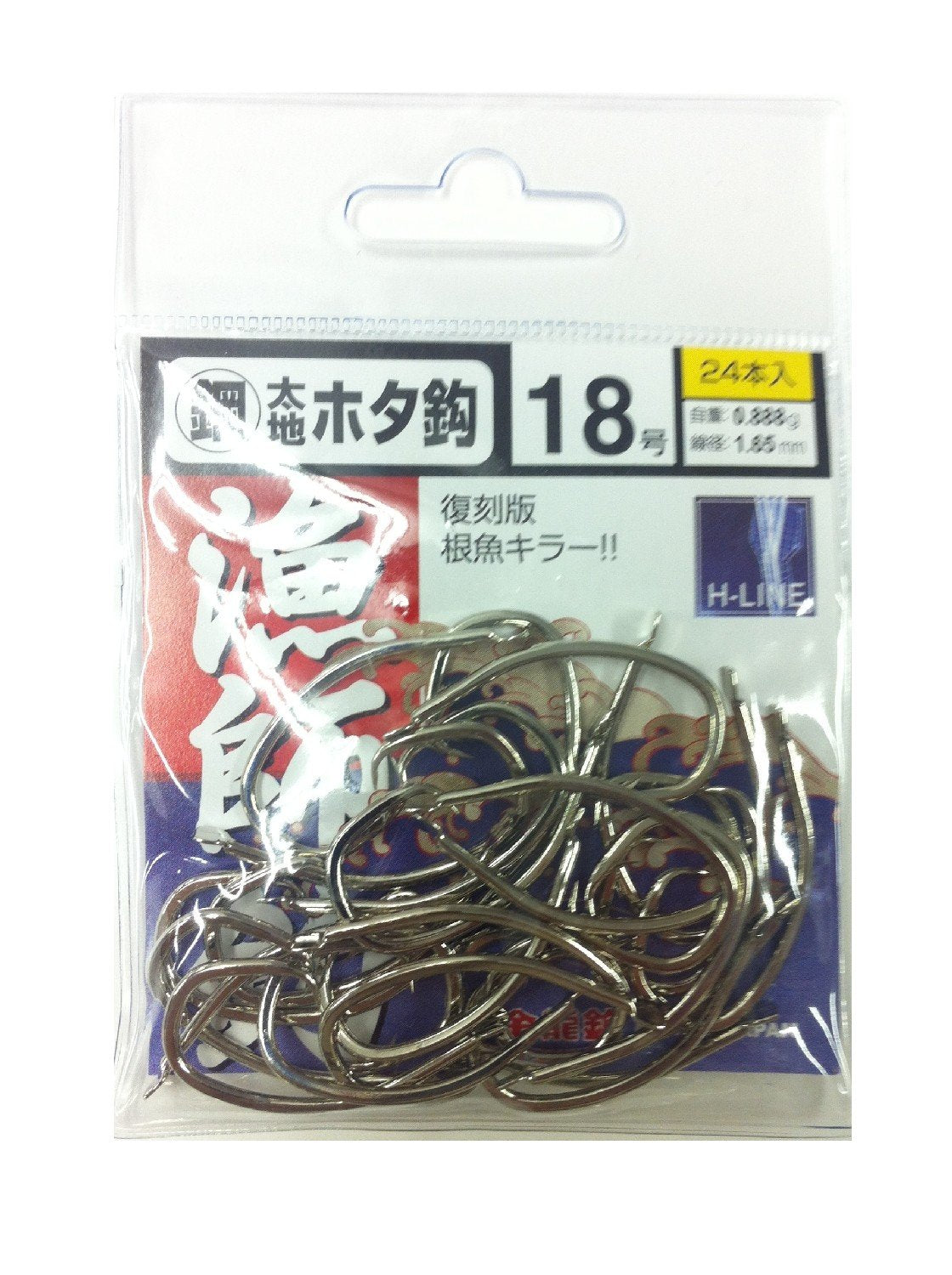 Gold Dragon H-Line Steel Thick Hota Hook, White, No. 18, Value