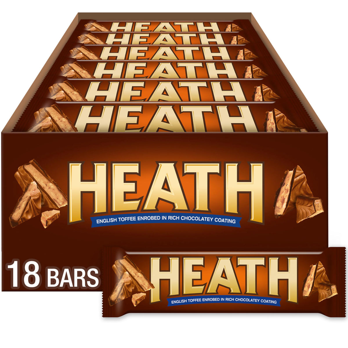 HEATH Chocolatey English Toffee Candy Bars, 1.4 oz (18 Count)