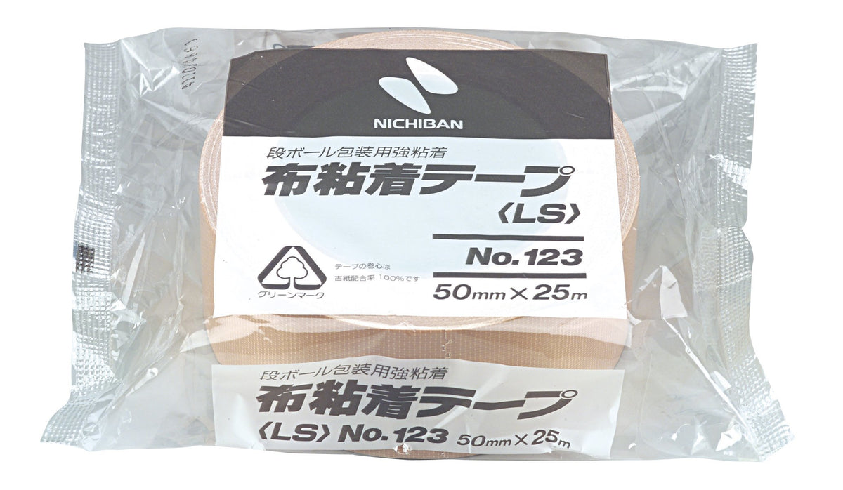 Nichiban 123LW-50 Cloth Tape, 2.0 inches (50 mm) x 82.2 ft (25 m) Roll, Ocher