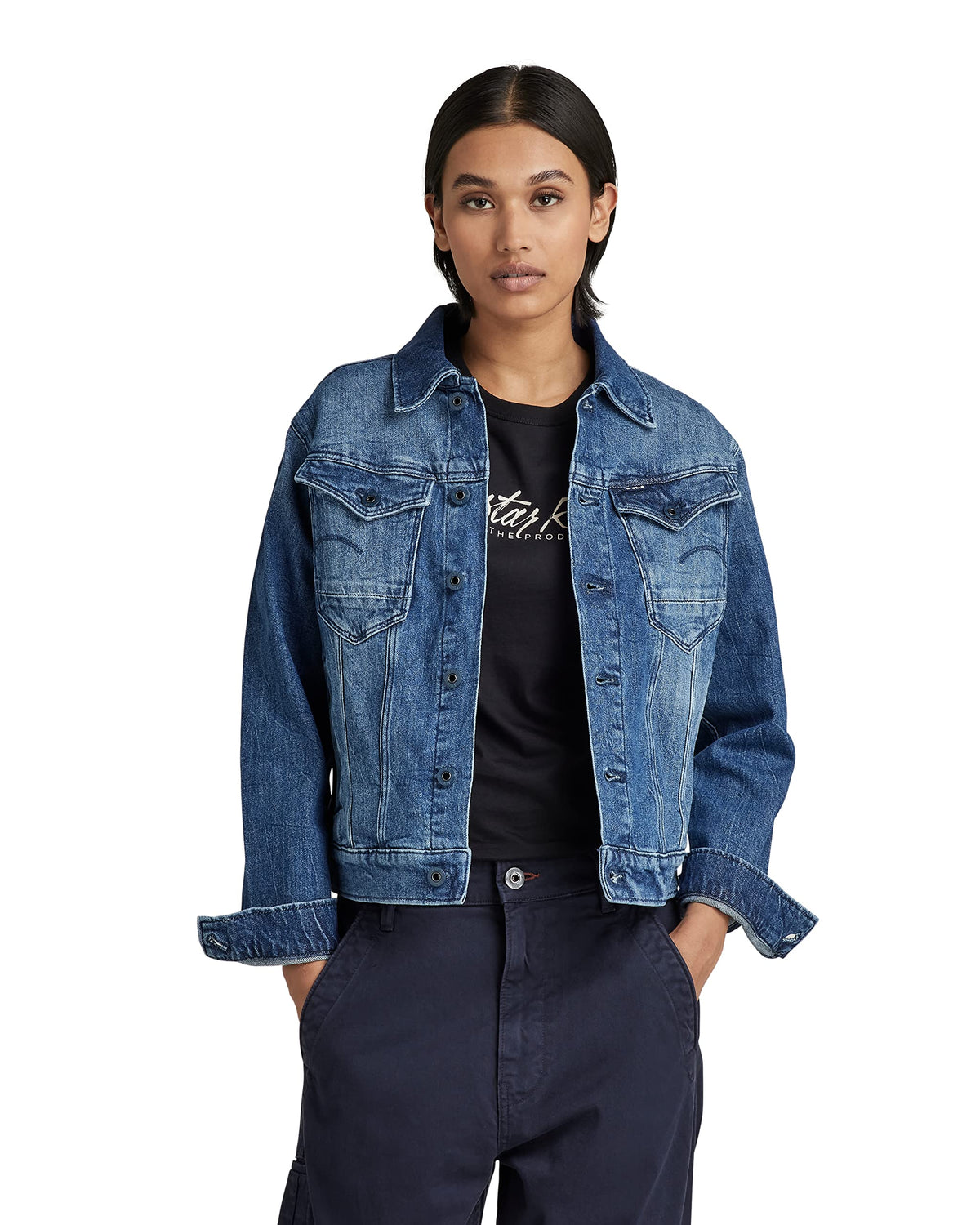 G-STAR RAW Arc 3D Denim Trucker Jacket, Faded Santorini, X-Small
