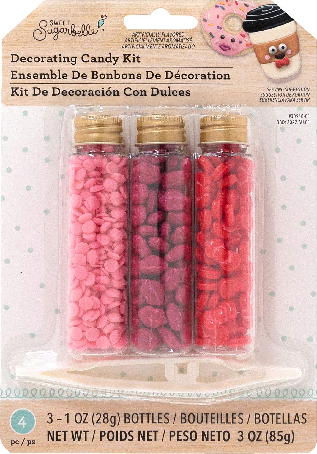 Sweet Sugarbelle 341965 Candy Sprinkles Kit-Cheeks, Lips, Bow Cookie Supplies