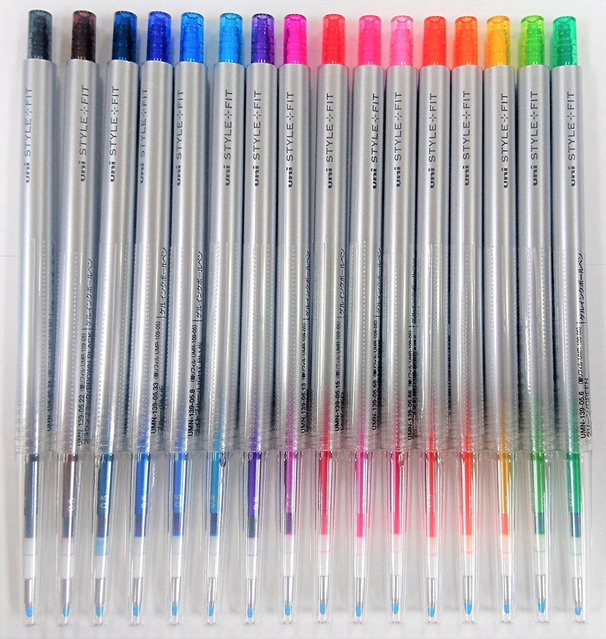 Uni-ball StyleFit Retractable Gel Ink Pen (UMN-139-05), Slim & Stylish Body, 0.5 mm, 16 Color Set