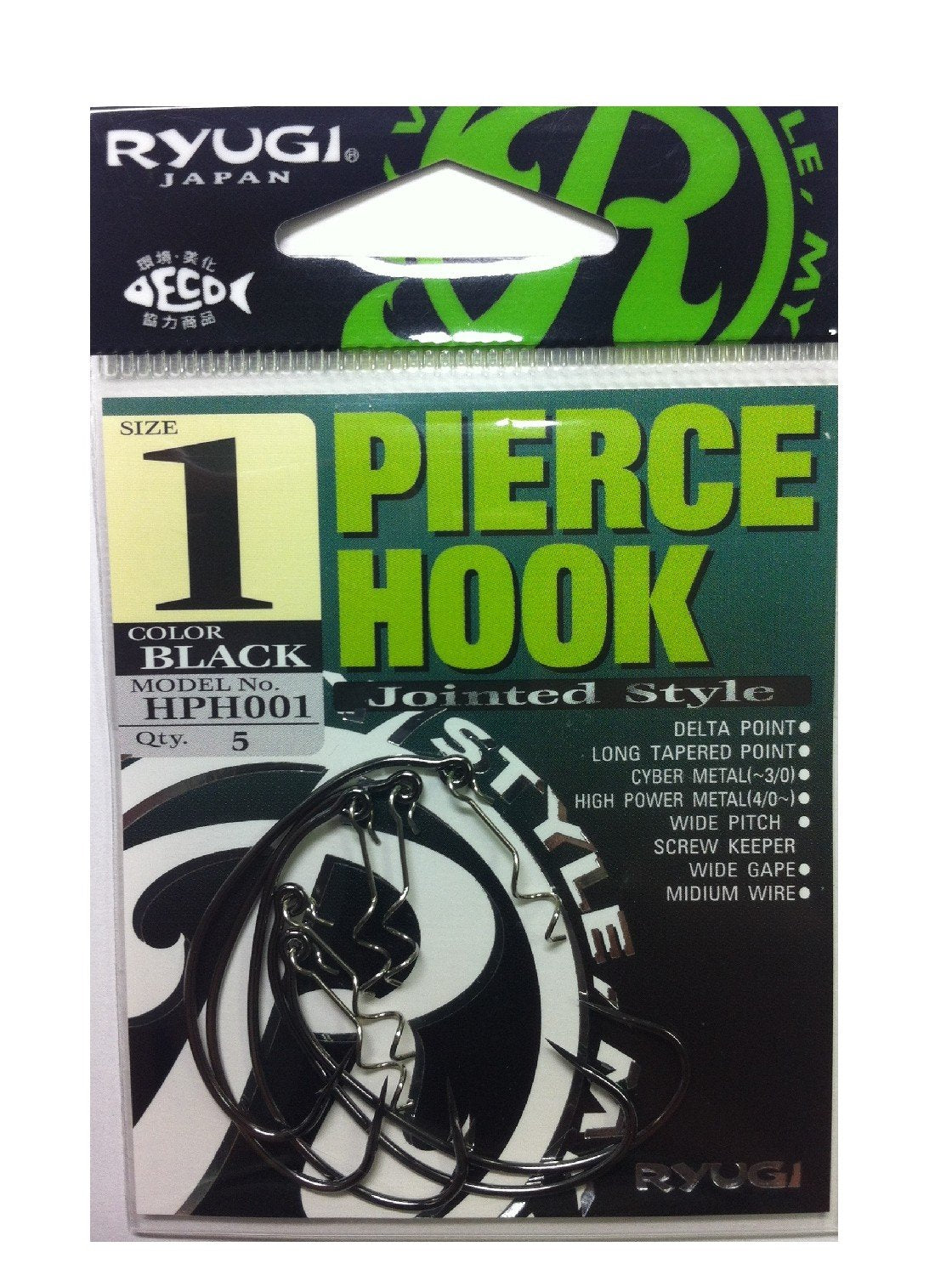 Ryugi Japan. Pierce Hook #1, 5pcs