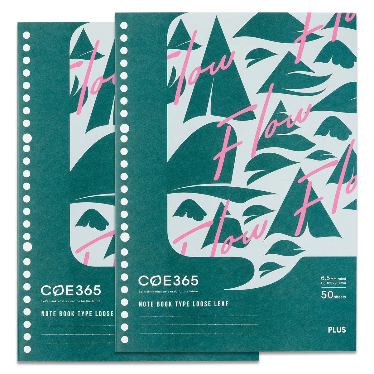Plus Notebook, Loose Leaf COE365, Green x Pink, Set of 2, 76-022 x 2