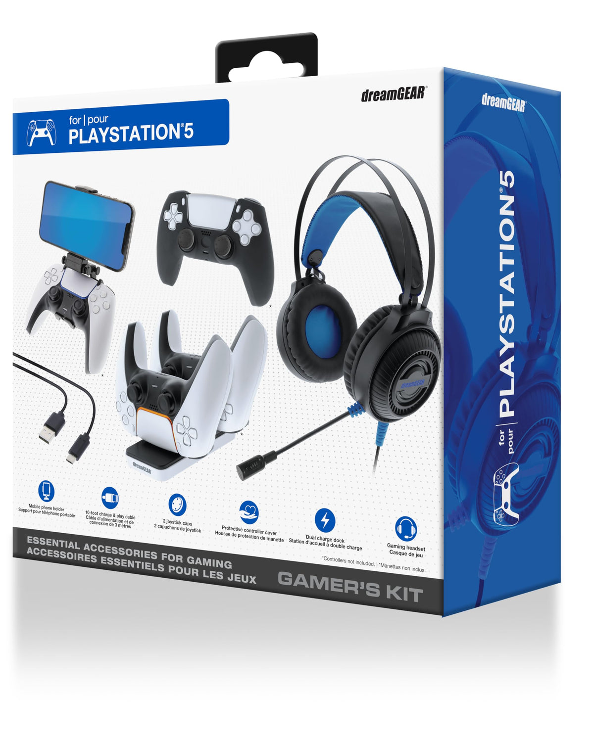 dreamGEAR Gamers Kit Charger for PlayStation 5: PS5 Bundles -Dualsense Gaming Headset and More