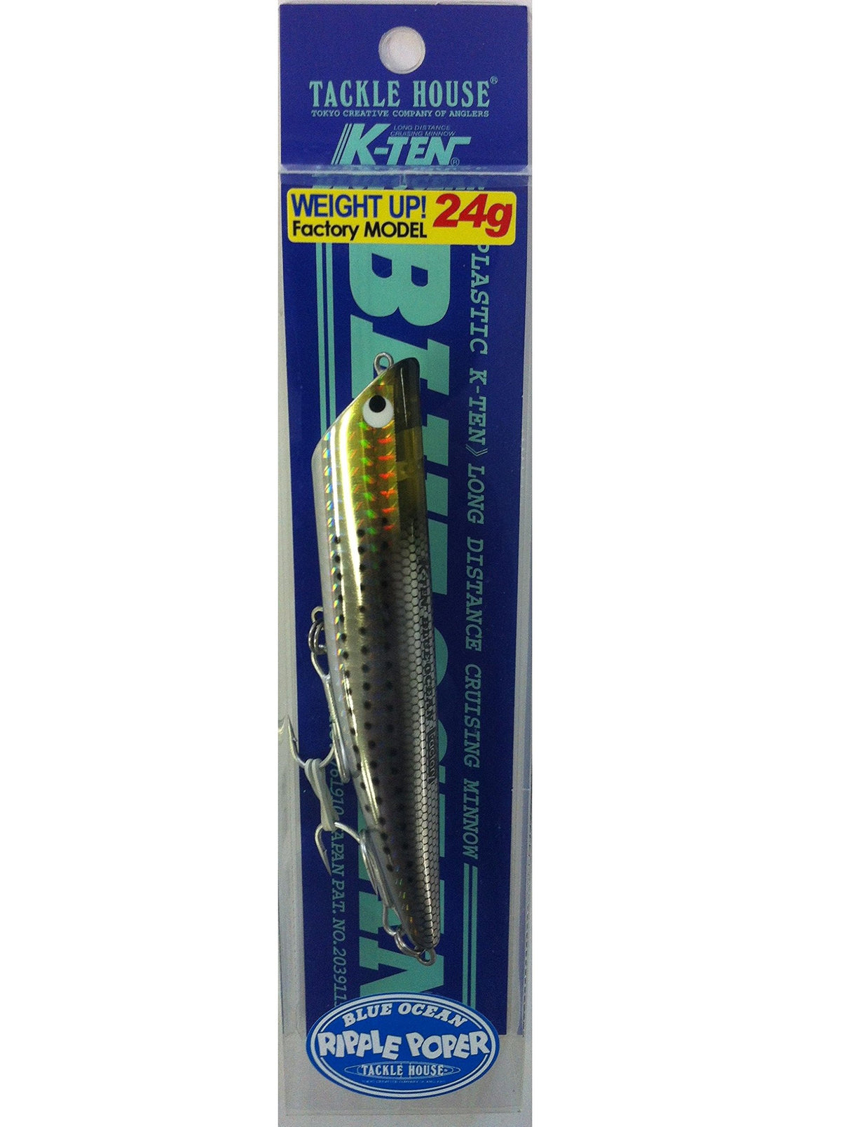TackleHouse K-Ten Popper Blue Ocean Ripple Popper Factory Tuned Model 4.5 inches (115 mm) 0.9 oz (24 g) Conoshiro #113 BKRP115 Lure