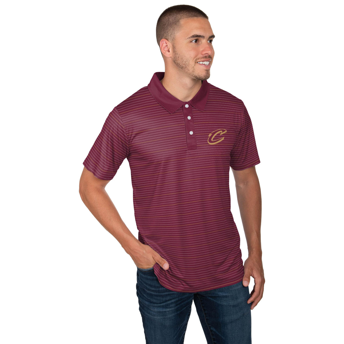 FOCO Cleveland Cavaliers NBA Mens Striped Polyester Polo - XXL Team Color