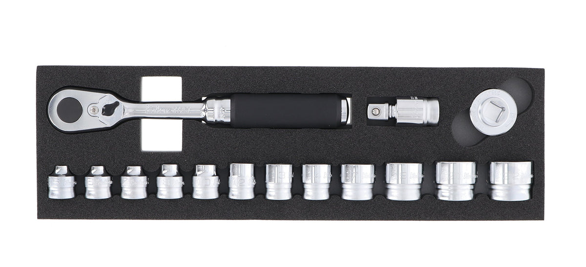Ko-ken 3285ZA 3/8 Sq. Dr. 15-Piece Metric Socket Set Z-Series