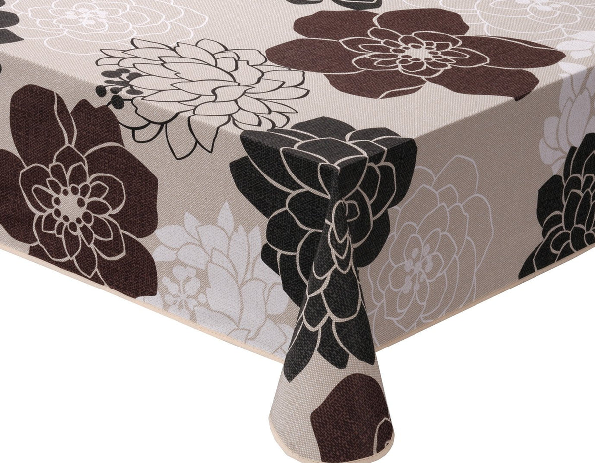 MEIWA Tablecloth (one Product) Heart Full Series Moulin 120cm ~ 150cm Dark Brown