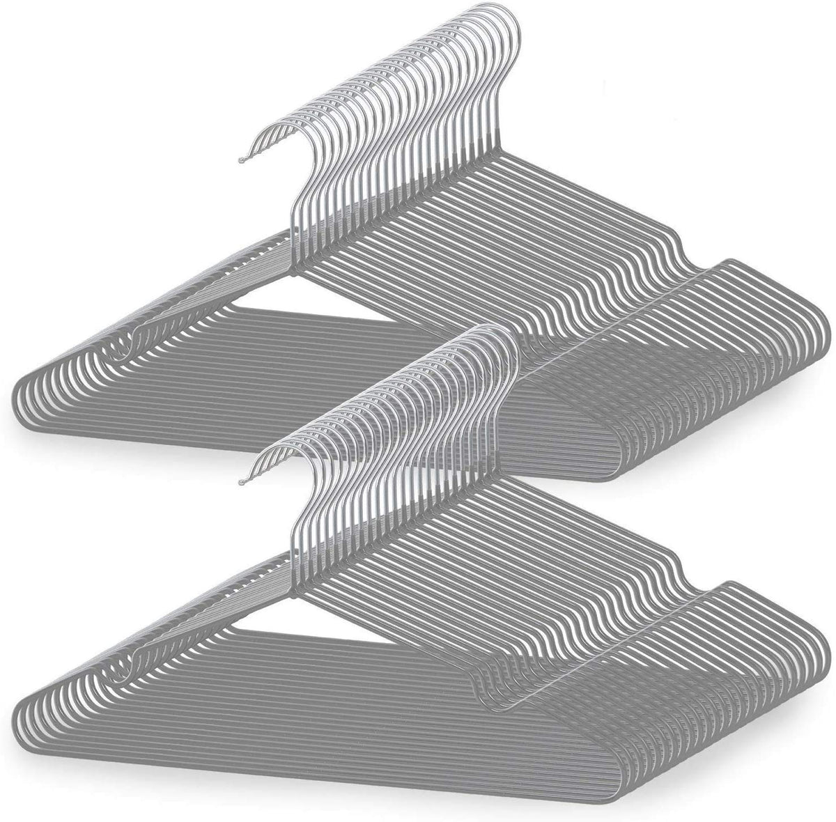 tkone Non-Slip Heavy Duty Clothes Hanger, Special PVC Rubber Finish, Laundry, Multi-Functions, Anti-Slip, Anti-Deformation, Bending Resistance, Super Strong Load, Dry and Wet Use, Fashion, Set of 50, Gray