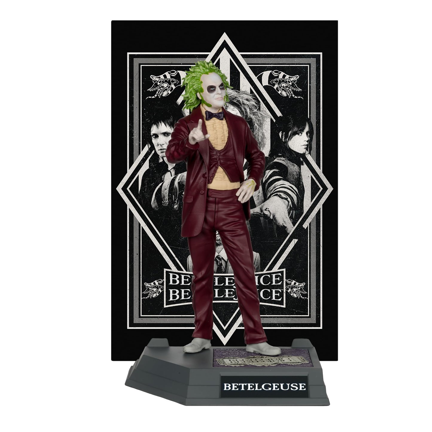 McFarlane Toys Movie Maniacs Beetlejuice 2024 6 Inch Static Figure Posed Exclusive - Beetlejuice Glow in Dark Platinum