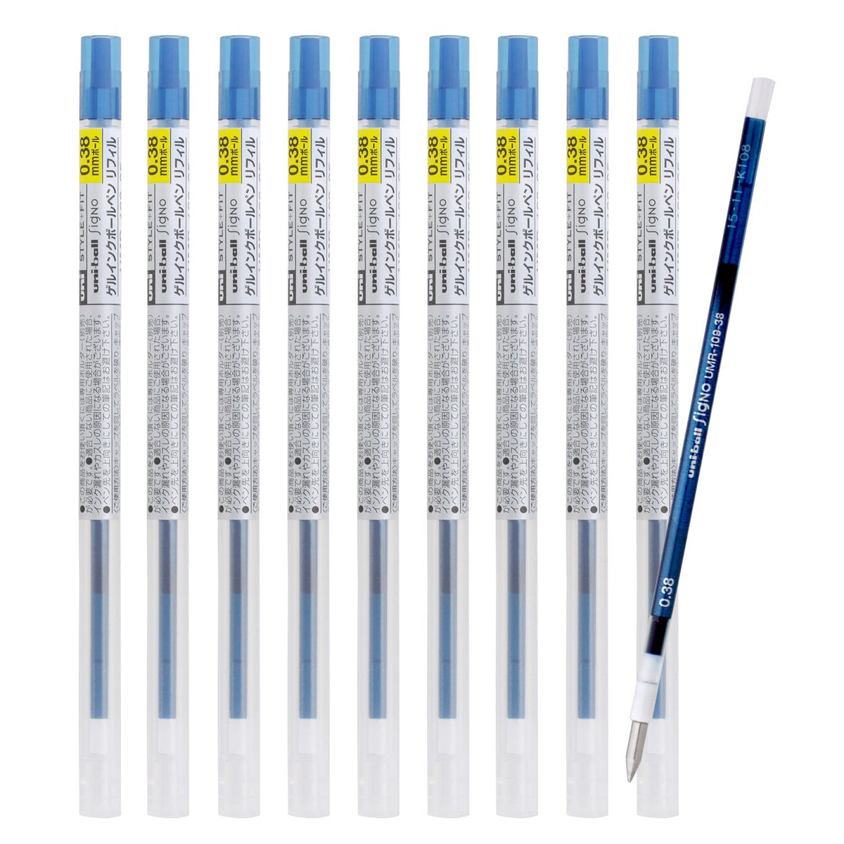 Mitsubishi Pencil Ballpoint Pen Refill Style Fit Signo 0.38 Blue Black 10 Count UMR1093864
