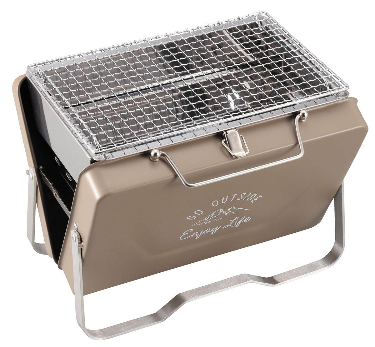 Captain Stag UG-66 Barbecue Stove, Grill, V-Shaped, Tabletop Grill, Khaki, Monte