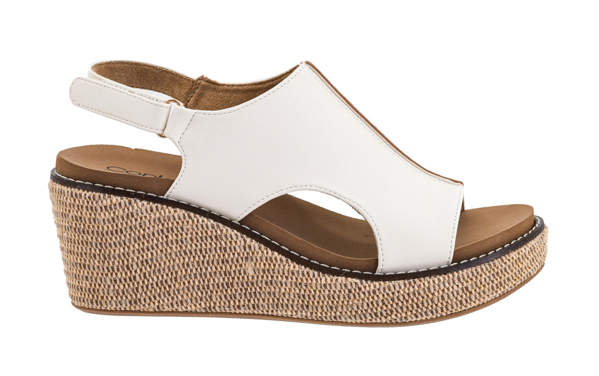 Corkys Footwear Womens Carley Wedges, Featuring Corkys EVA Foam Cushioned Insoles, A 2.5 Inch Heel, Lightweight For All Day Wear, And Hook And Loop Closure, Ivory 2 - Size 11