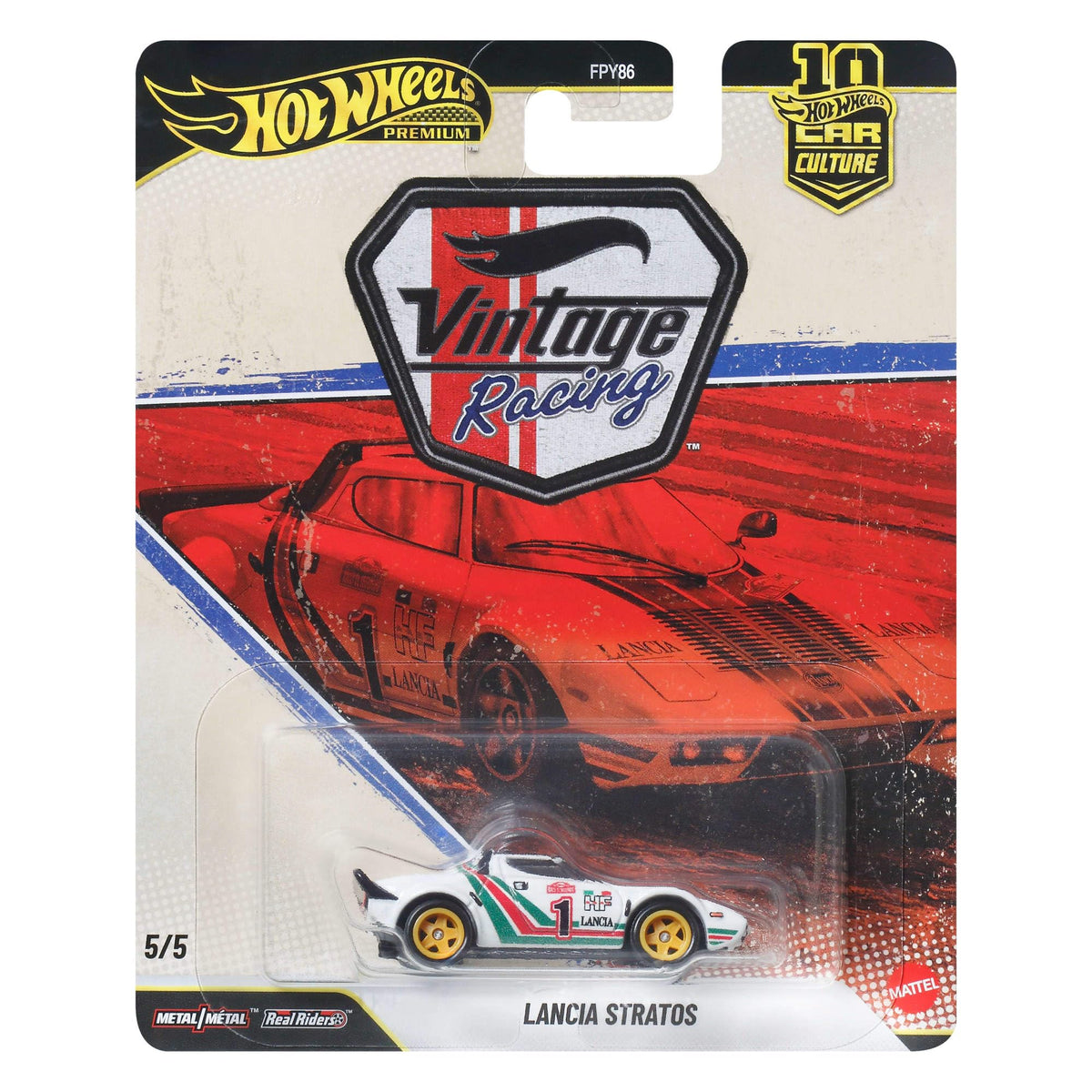 Hot Wheels Lancia Stratos Car Calture Premium 2026 Vintage Racing Series 1:64 Scale Collectible Die Cast Metal Toy Car Model with Rubber Real Riders 5/5