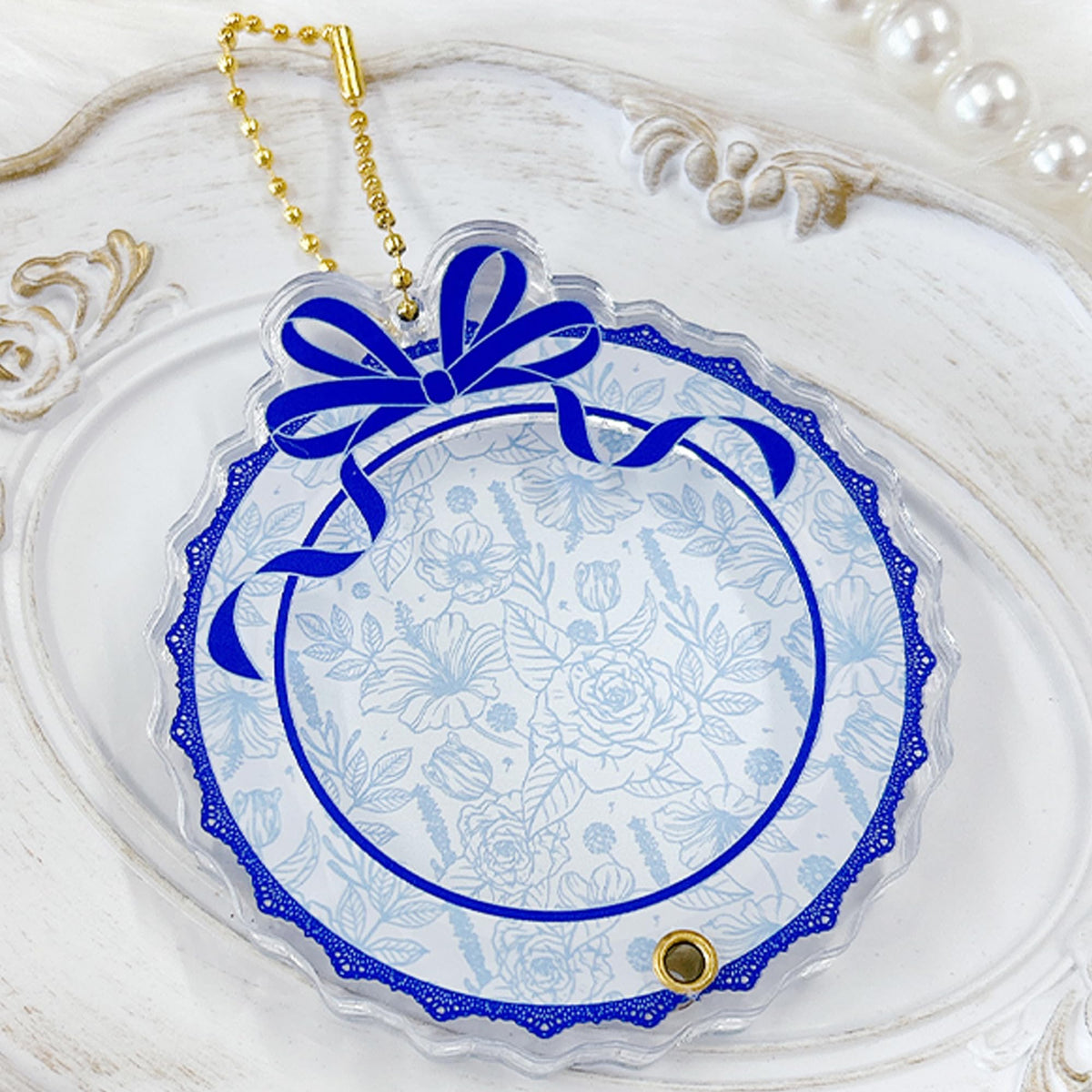 Acrylic Frame for Can Badges [Flower Pattern] OTA Katsukatsu Accessory Case Acsta Case Anime Goods Storage Decoration g.triger Gee Trigger Blue [Parallel Import]