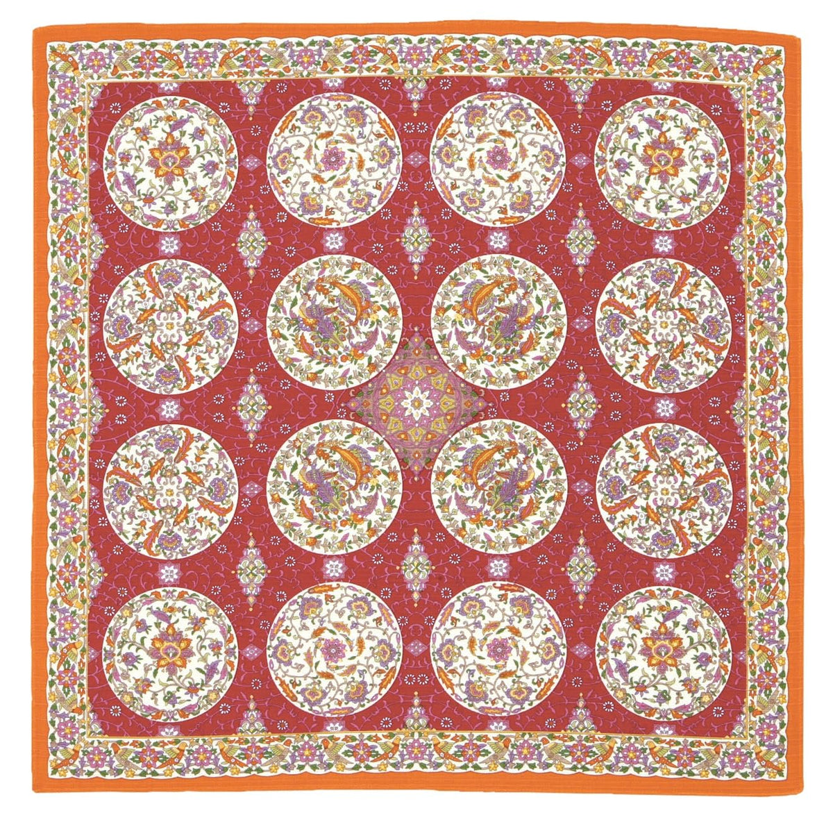 山本仁商店(YamamotoJin) Yamamoto Hitoshouten Silk Road Shantung Furoshiki Kyutahiya Orange (Hem) [686-B] Made in Japan Japanese Pattern Inbound Souvenir