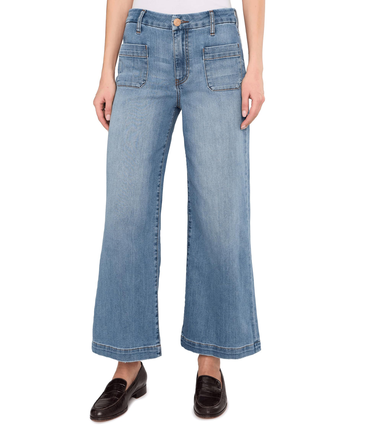 KUT from the Kloth, Women's, Meg High Rise Fab Ab Wide Leg Raw Hem, Totally, Size: 6, Inseam: 27.5