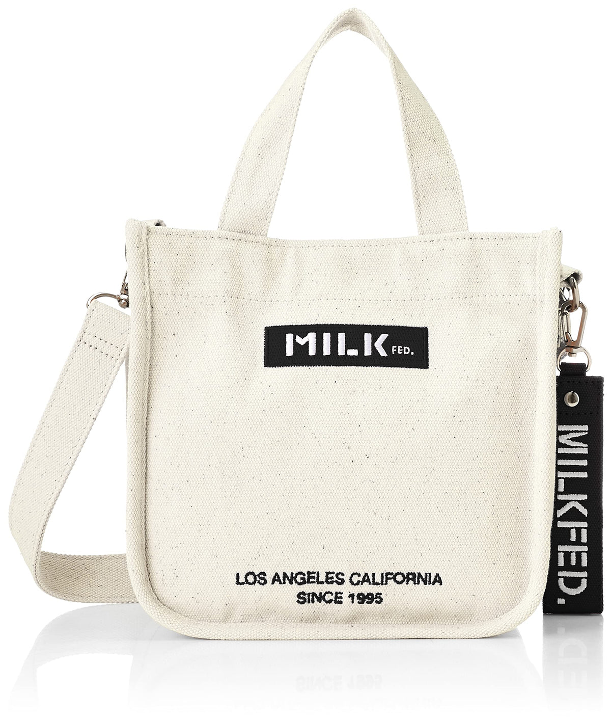 Milkfed 103213053009 Women's Shoulder Bag, EMBROIDERED BAR MINI SHOULDER BAG W/STRAP, White