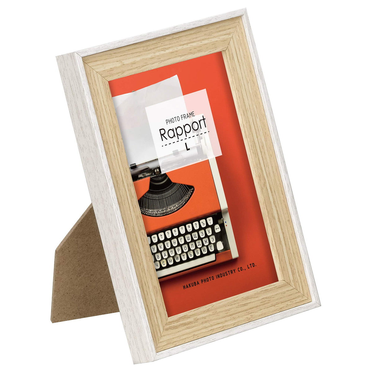 HAKUBA FWRP-WTL Wood Picture Frame, Photo Frame, Large Size, White with Stand, Woodgrain Style, Hanging Cord Included