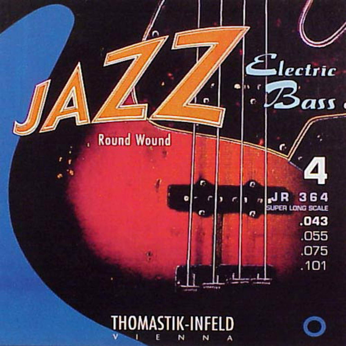 Thomastik-Infeld JR364 Bass Guitar Strings: Jazz Round Wound 4-String Super Long Scale Set; Nickel Rounds G, D, A, E Set