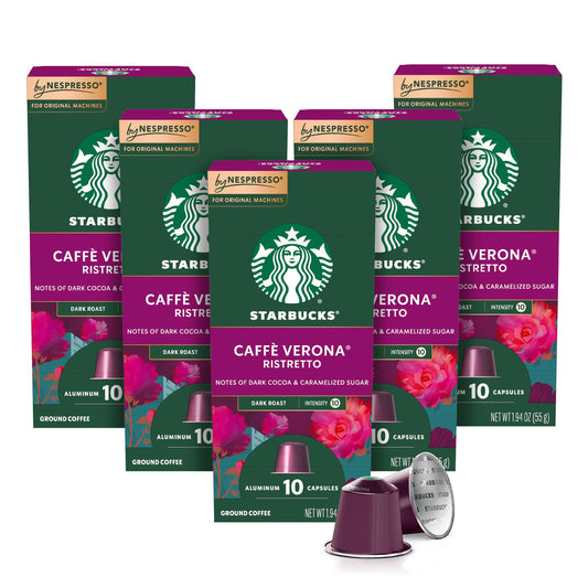 Starbucks by Nespresso Original Line, Caffè Verona, Dark Roast Coffee, 50-count Espresso Pods