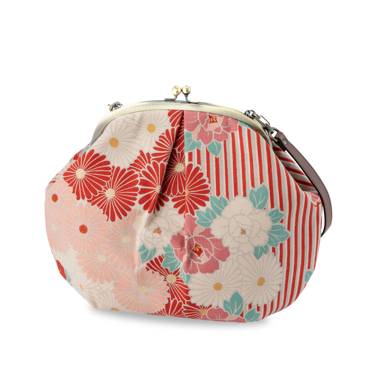 Vintage Kiss Lock Purses and Crossbody Bag (Large/Retro Flower Red) / Made in Japan Japanese Evening Clutch Buckle Purse Shoulder/for Woman