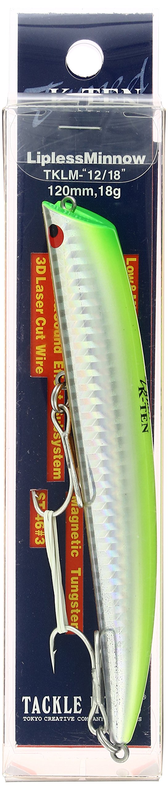 TackleHouse Minnow Tuned K-Ten TKLM Lipless Minnow 4.7 inches (120 mm), 0.6 oz (18 g), SH Chart/Orange Berry #104 TKLM120 Lure
