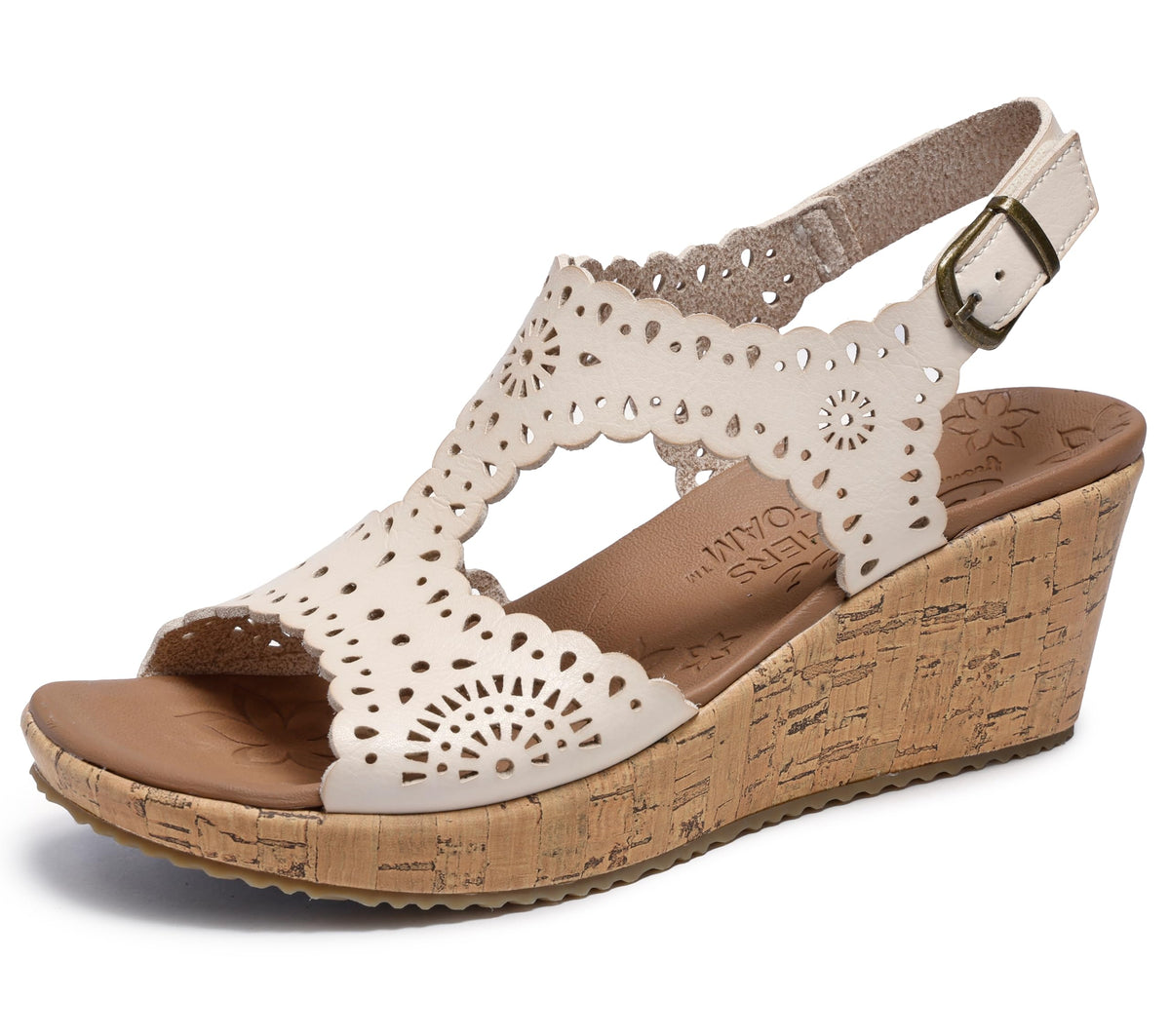 Skechers Women's BEVERLEE - EASY TO ADORE wedge sandal, Off White 6 M