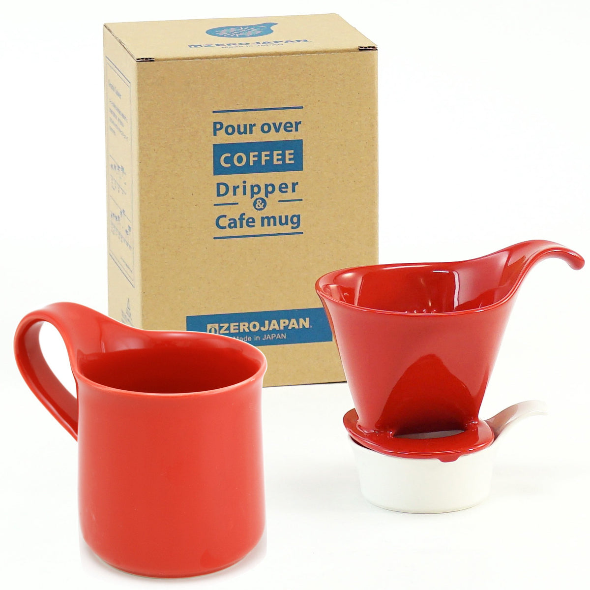 ZEROJAPAN DMZ-16 TO/TO Coffee Dripper L & Cafe Mug (with Tray) Tomato Gift Set