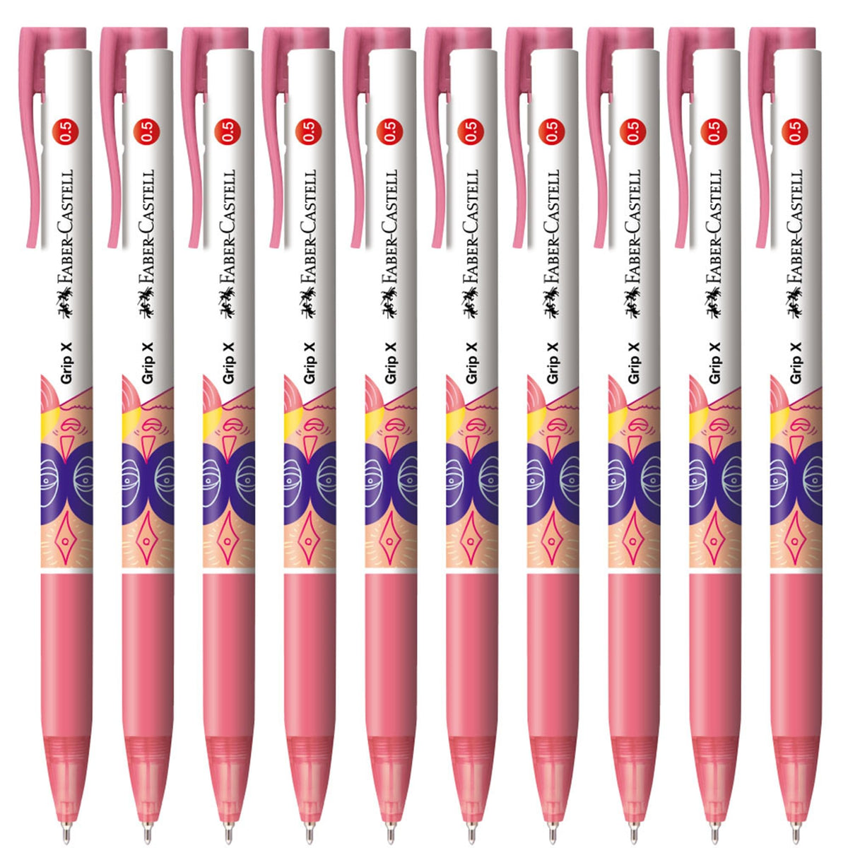 Faber-Castell Permanent Ballpoint Pen, Grip X, Red, 0.5mm, Set of 10, 27111029