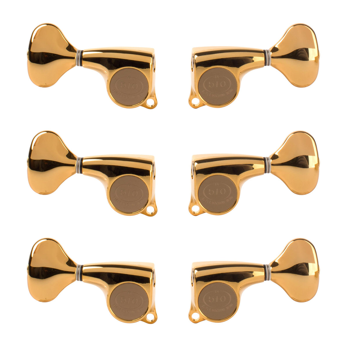 Gotoh Midsize 510 3+3 Guitar Tuners with Metal Knobs, Gold