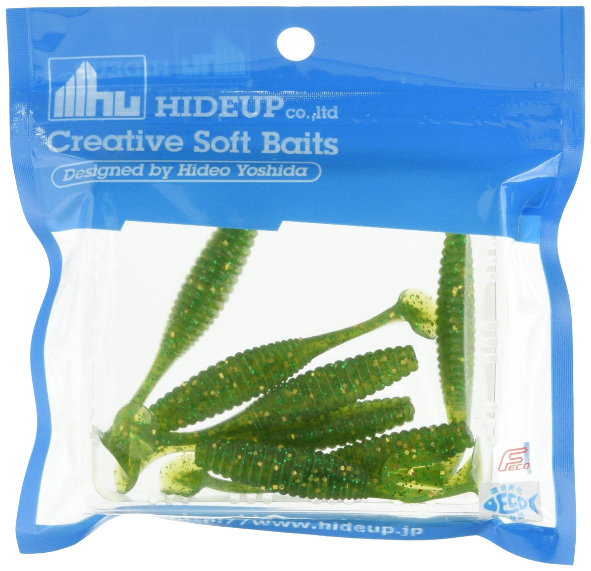 HIDEUP Worm Stagger Original 2.5" Chart Green/Gold Flake #111 Lure