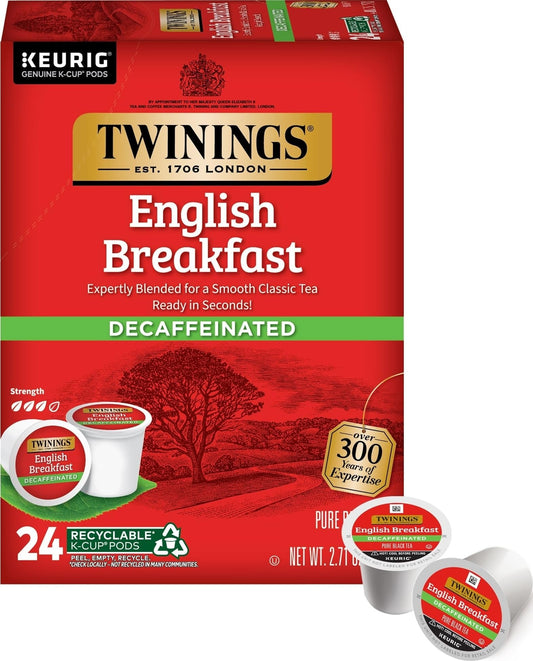 Twinings Decaffeinated English Breakfast Black Tea K-Cups 24 CT Box(1 Pack)