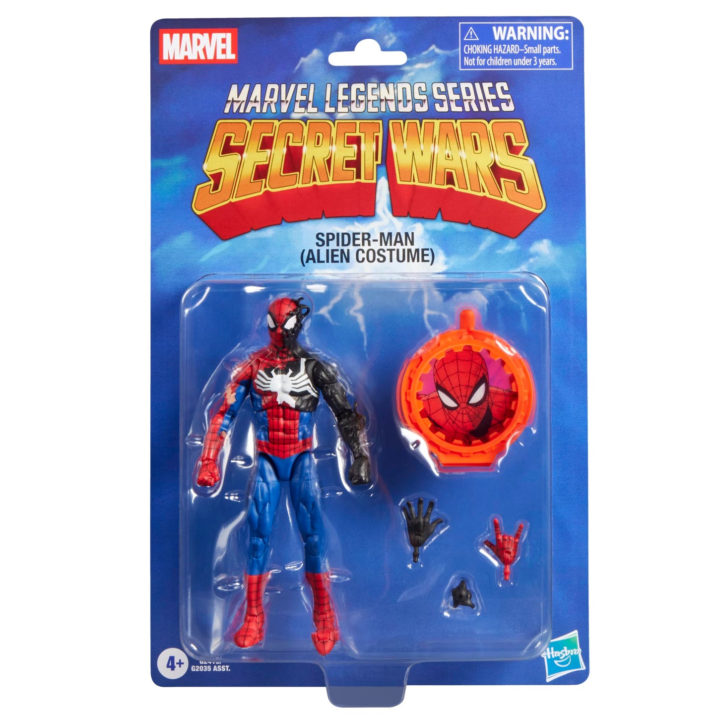 Marvel Legends Series Secret Wars Spider-Man (Alien Costume), Retro Comics Collectible 6 Inch Action Figure with Lenticular Shield