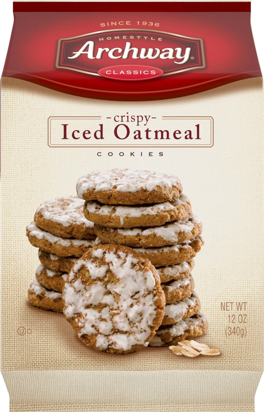 Archway Cookies, Crispy Iced Oatmeal Cookies, 12 Oz