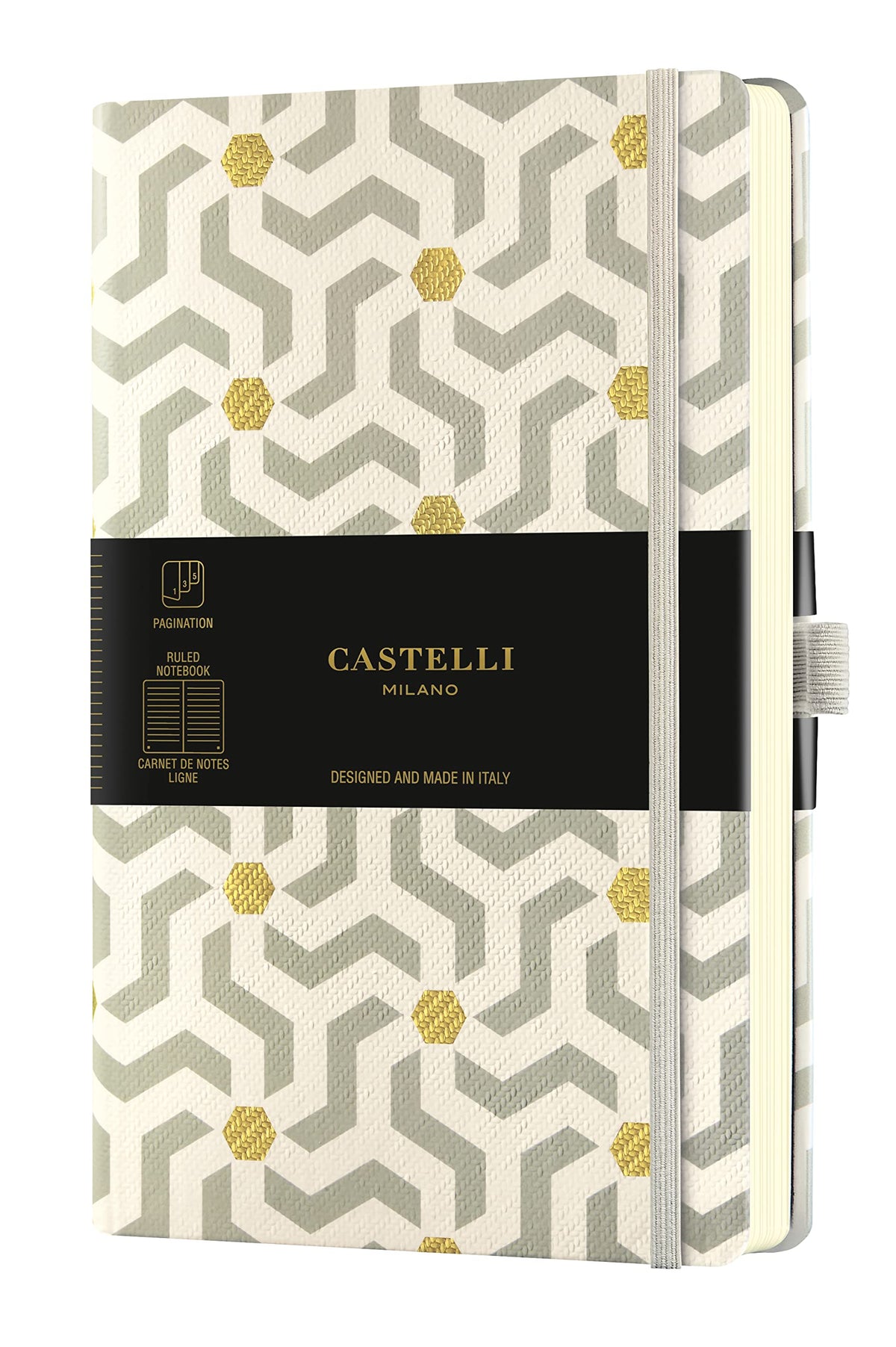 Castelli Milano Gold Snakes Notebook 13x21 cm Stripe Hard Cover 240 Pag