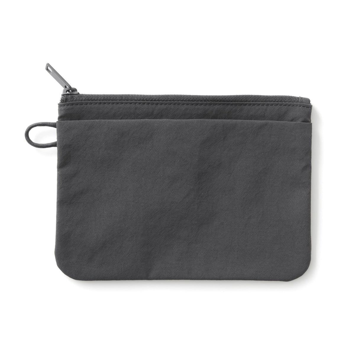 MUJI Wrinkled Nylon Flat Pouch - Medium For Frequent Travelers Dark Gray