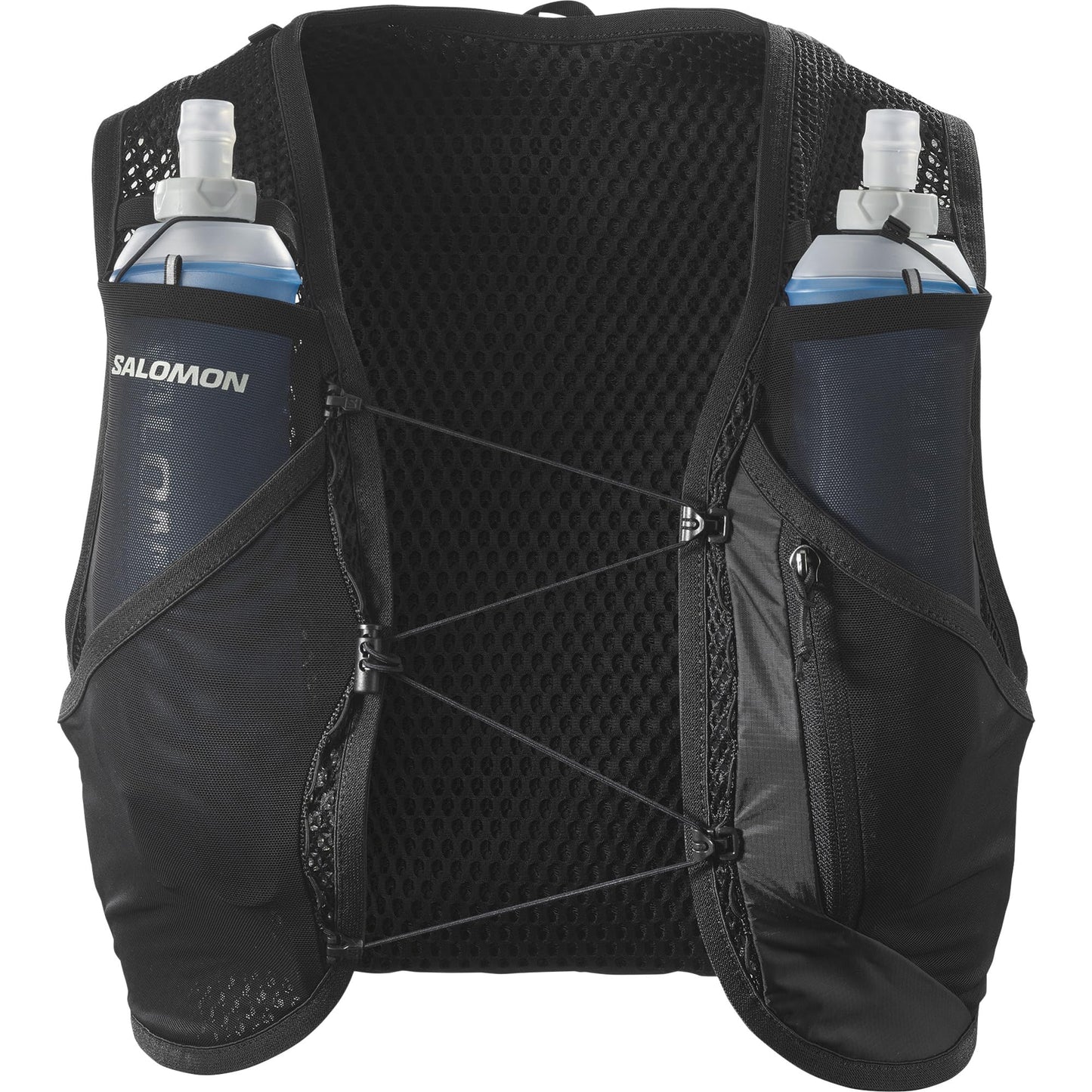 Salomon Unisex Active Skin 8, Hydration & Storage Vest with 500ml Flasks Included - Black / Metal - L