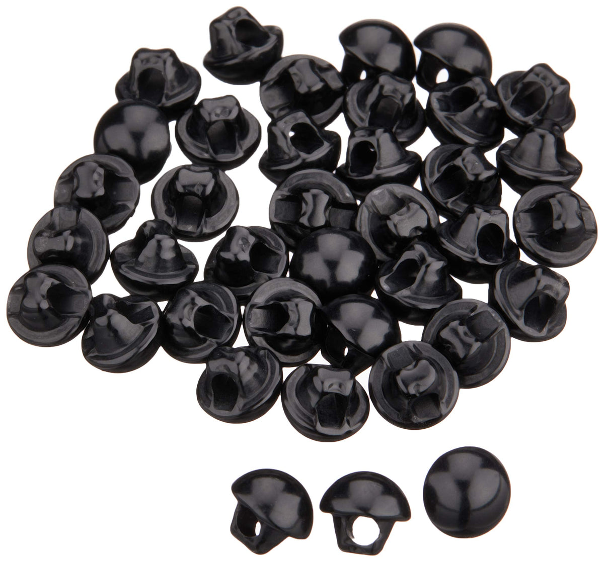 NBK CE141-1-144 Back Hole Eye Buttons, 144 Pieces, φ0.2 inches (6 mm), Black