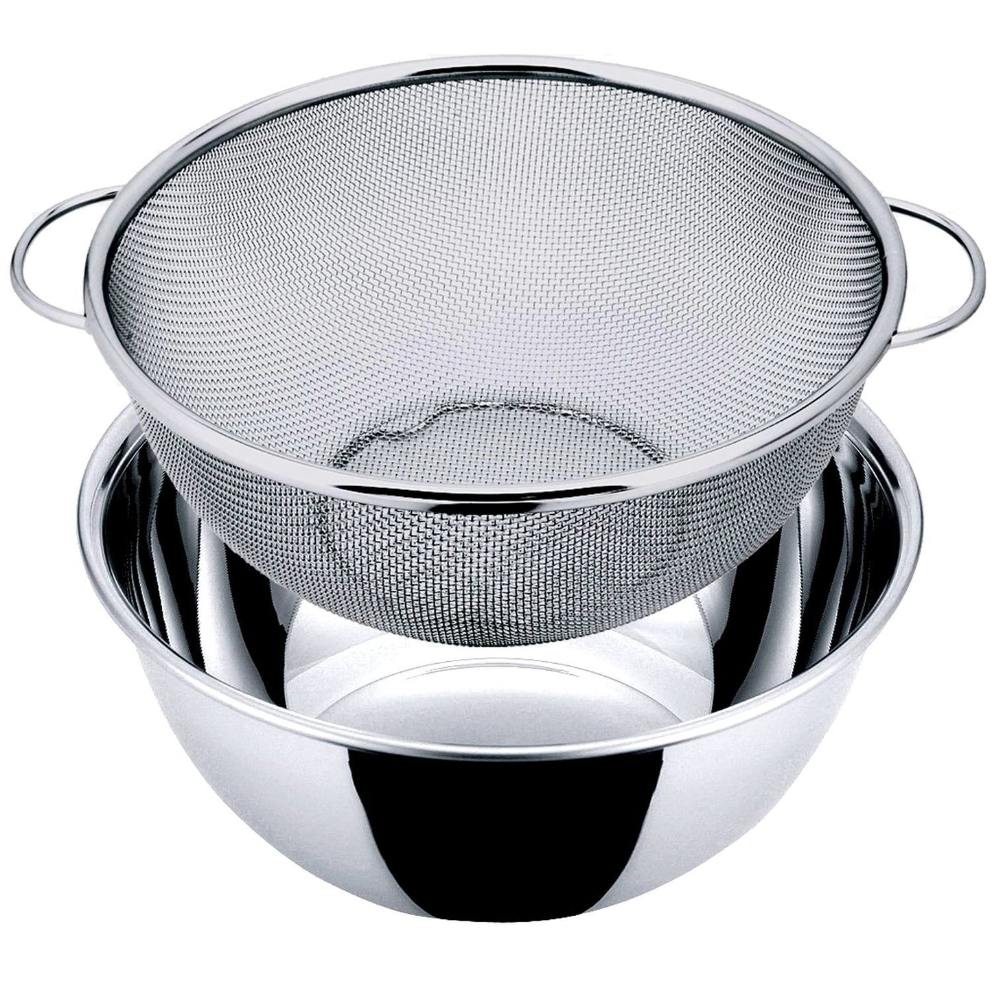 Nagao Tsubamesanjo Deep Bowl Colander Set, Standard, Outer Diameter 7.9 inches (20 cm), 18-8 Stainless Steel, Made in Japan