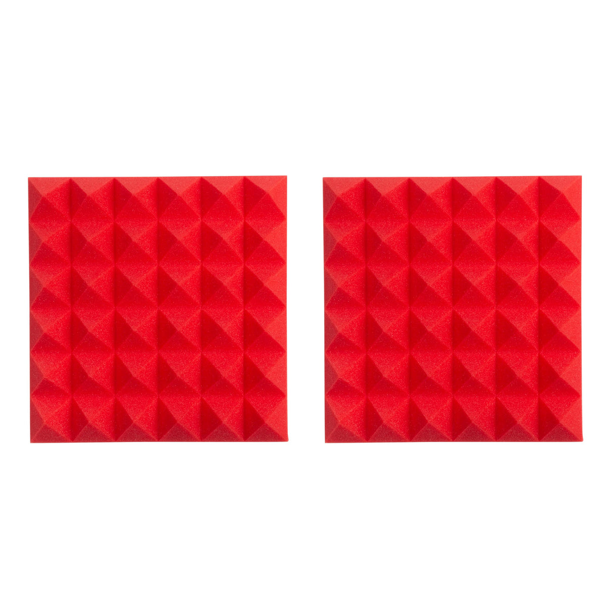 Gator Frameworks 2” Thick Acoustic Foam Pyramid Panels 12”x12”, Red (2) Pack (GFW-ACPNL1212PRED-2PK)