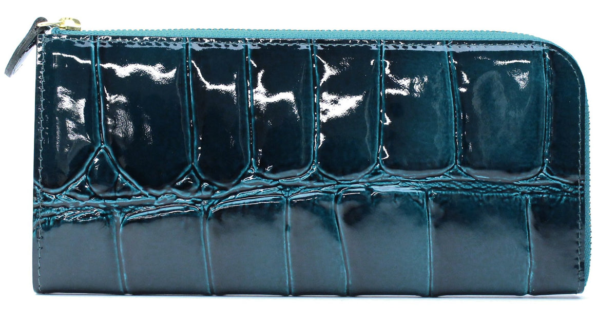 ARUKAN Tailwani (crocodile) Long Wallet with L shape zipper (Blue)