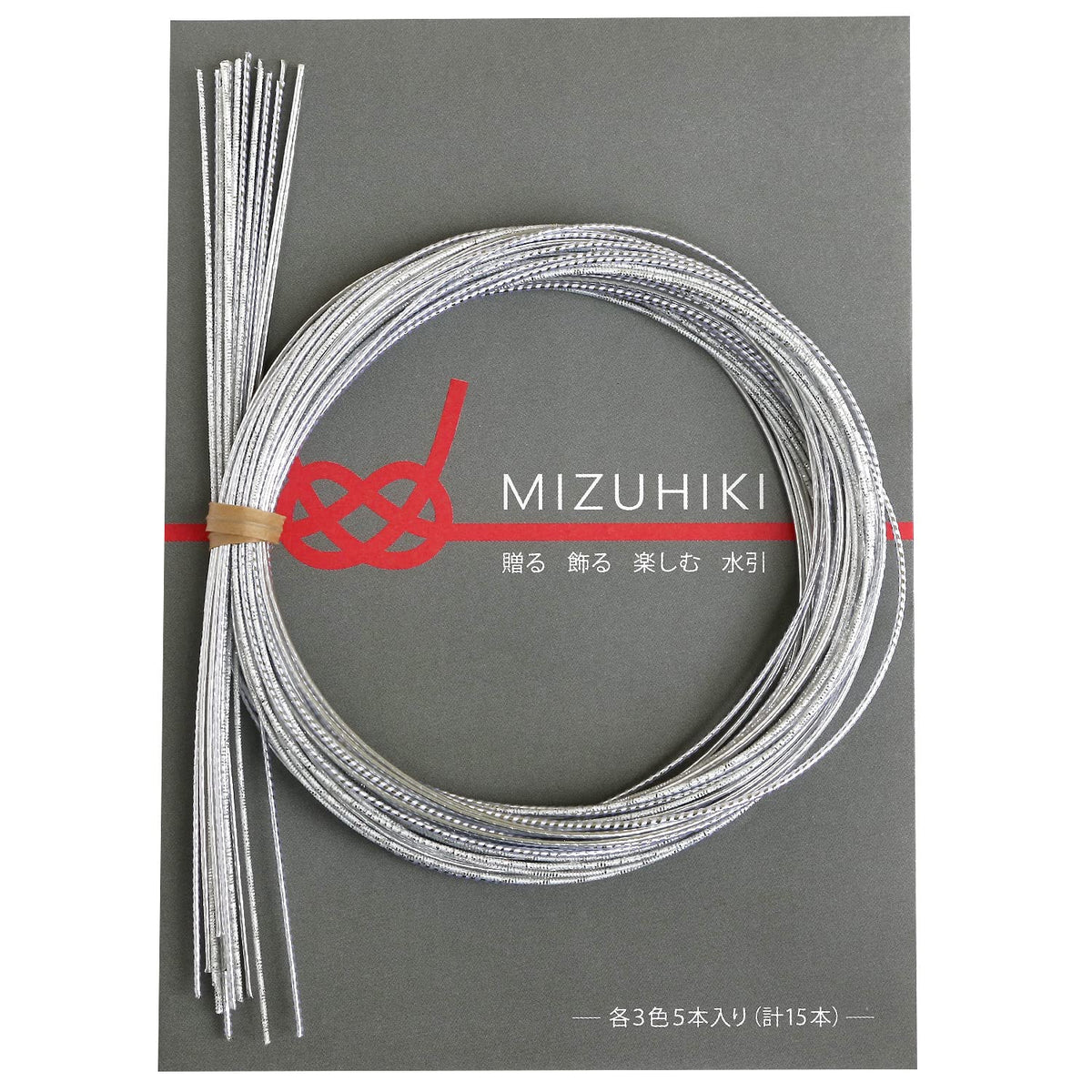 piece MIZUHIKI PHC-100-21 Mizuhiki Assorted Set with Leaflet, 5 Each of 3 Colors, White Silver