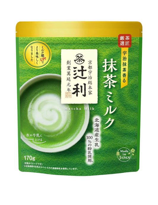Tsujiri Matcha Milk Powder (170g / 6.0 oz) - Premium Japanese Green Tea Latte Mix with Hokkaido Milk - Sweetened, Easy to Dissolve - Enjoy Hot or Iced by Kataoka