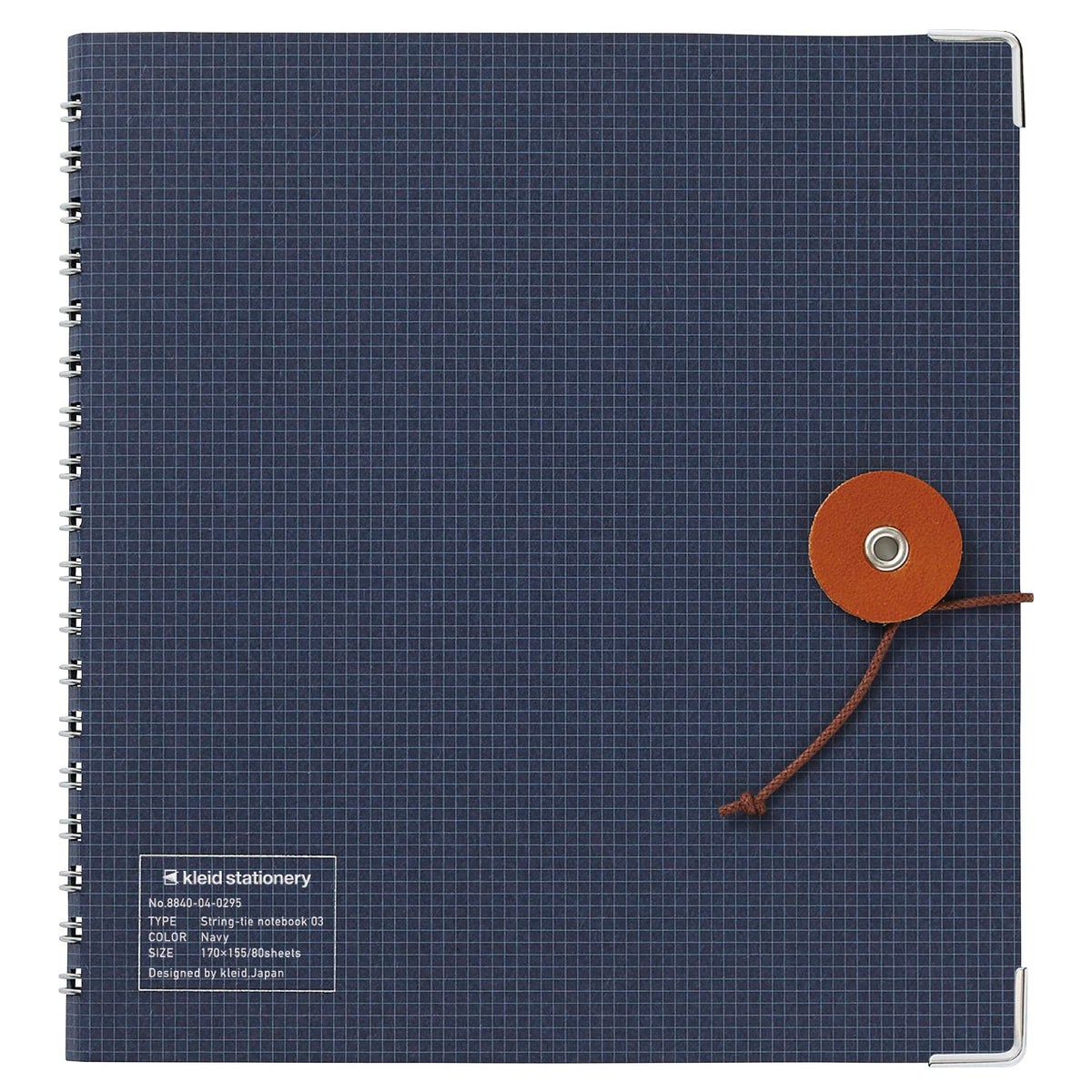 kleid 8840-04 Notebook, String Tie Notebook, Square Shape, 0.08 inch (2 mm) Square, Navy