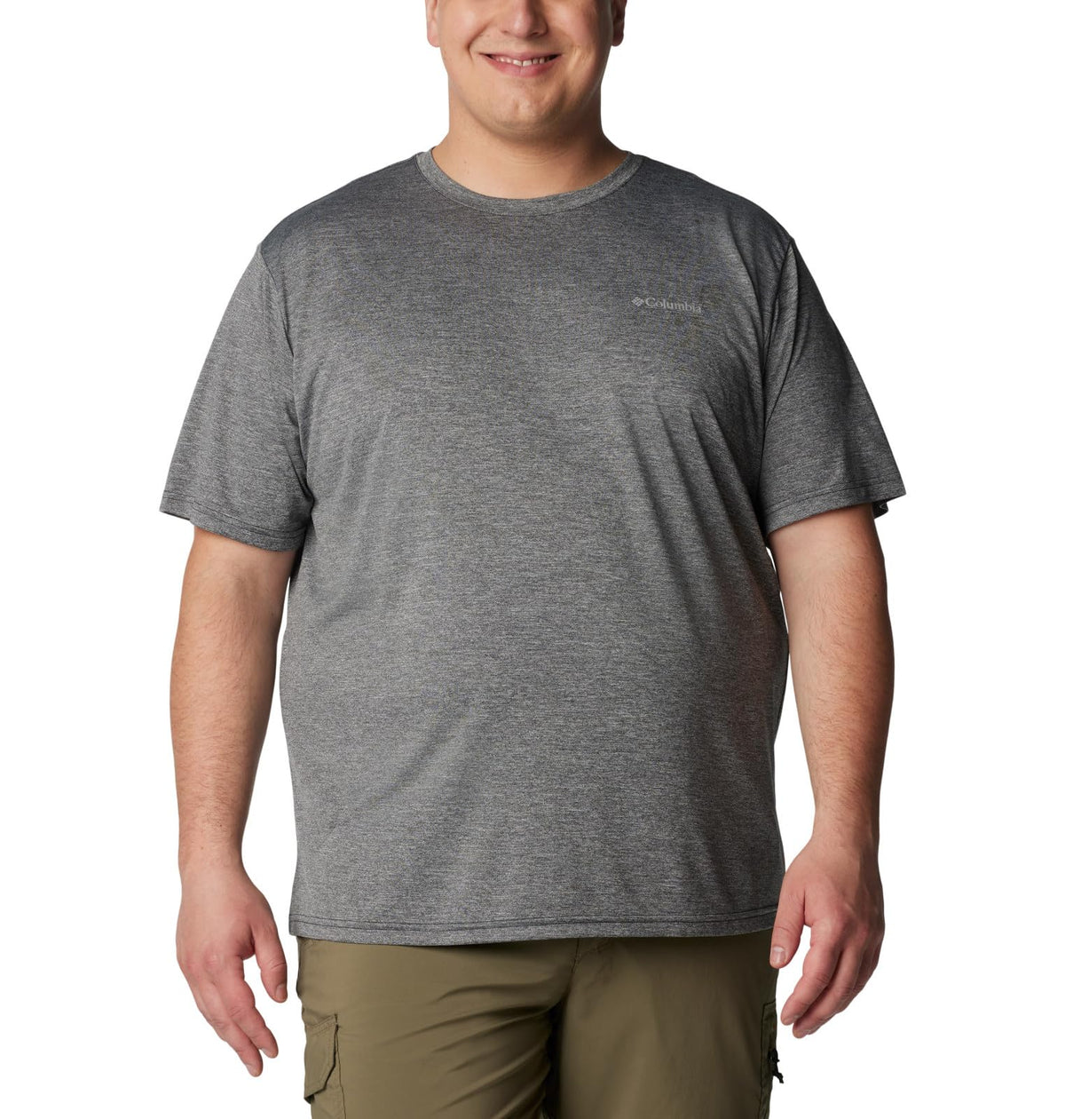 Columbia Men's Hike Crew Short Sleeve T-Shirt, Black Heather, Large