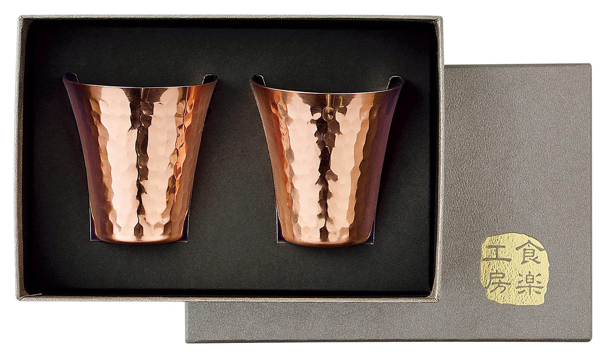 アサヒ Asahi CNE982K Pure Copper Cold Sake Cup, Inner Gold, 2.0 fl oz (65 ml), Set of 2