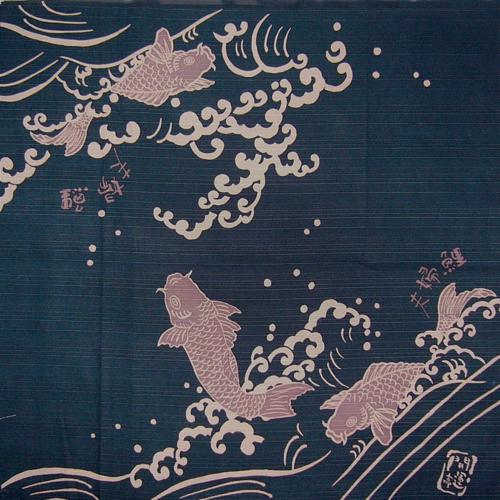 Happy Couple Carp Handkerchief Luncheon Mat Furoshiki Tapestry Made in Japan
